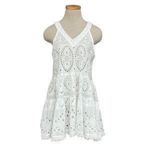 NJ Couture Barok Paris NWT Gypsy Dress V Neck Lace Beaded White Free Size